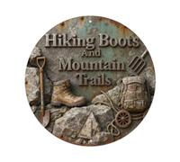 Hiking Boots And Mountain Trails Metal Tin Sign Plaque