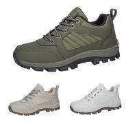 Hiking Boots for Mens Womens Lace Up Trainers Waterproof Walking Sneakers Low Rise Non Slip Trekking Climbing Shoes Outdoor Lightweight Backpacking Camping Trails Shoes Size 6.5 Green