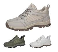 Hiking Boots for Mens Womens Lace Up Trainers Waterproof Walking Sneakers Low Rise Non Slip Trekking Climbing Shoes Outdoor Lightweight Backpacking Camping Trails Shoes Size 7 Beige