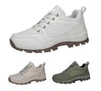 Hiking Boots for Mens Womens Lace Up Trainers Waterproof Walking Sneakers Low Rise Non Slip Trekking Climbing Shoes Outdoor Lightweight Backpacking Camping Trails Shoes Size 6 White