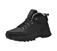 Hiking Boots Mens Waterproof - Hiking Boots Men Wide Fit Winter Warm Ankle Booties Fur Lined Anti-Slip Leather Work Shoes Backpacking Trekking Trails Shoes For Walking Breathable Short Boot