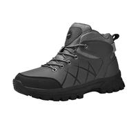 Hiking Boots Mens Waterproof - Hiking Boots Men Wide Fit Winter Warm Ankle Booties Fur Lined Anti-Slip Leather Work Shoes Backpacking Trekking Trails Shoes For Walking Breathable Short Boot