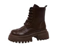 Hiking Boots Women Work Lace Up Ladies Leather Booties with Side Zipper | Walking Casual Womens Black Combat Boots Non-slip Sole Outdoor Shoes Platform Leather Waterproof Ankle Boots