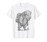 Hiking Buffalo Backpacking Animal Nature Wilderness Trekker T-Shirt