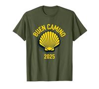 Hiking Camino De Santiago Scallop Shell 2025 T-Shirt, Men, Olive Green, X-Large