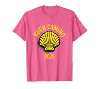 Hiking Camino De Santiago Scallop Shell 2025 T-Shirt, Men, Pink Heather, Medium