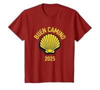 Hiking Camino De Santiago Scallop Shell 2025 T-Shirt, Youth, Cranberry Red, Medium