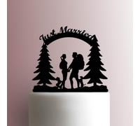 Hiking Couple Just Married - Acrylic Cake Topper 8 Inch Width/White