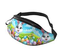 Hiking Fanny Pack Easter-Rabbit-Eggs-Daisies Crossbody Waist Bag Lightweight Belt Bag