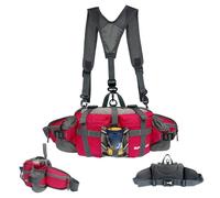 Hiking Fanny Pack for Women Men, Waterproof Waist Pack with Water Bottle Holder & Single/Dual Shoulder Straps Lumbar Hip Belt Bag for Running Walking Dogwalking Travel Cycling, Rose Red Hip Bag