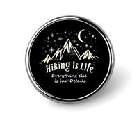 Hiking Is Life Round Brooch Cute Pin Badges Decoration Jewellery for Men Women Metal Lapel Pins