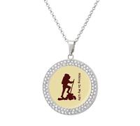 Hiking Is My Life Round Pendant Necklace Diamond Edging Brilliant Personalized Jewelry Gifts for Women Silver-style