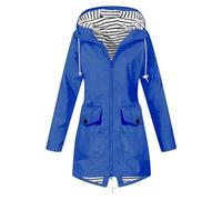 Hiking Jacket Women's Waterproof Windbreaker Women's Long Thin Wind Jacket Foldable Rain Poncho Lightweight Transition Jacket Lined with Striped Outdoor Jacket with Drawstring Hooded Jacket Softshell