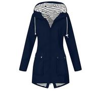 Hiking Jackets Women - Rain Coats For Women Waterproof Solid Color Rain Coats With Pockets Casual Drawstring Rain Jackets Lightweight Zip Up Jackets Active Trench Windbreaker With Hood