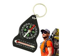 Hiking Key Chain Compass - Direction Finder with Integrated Thermometer | Travel Navigation Aid, Outdoor Tool, Practical for Backpacking, Readiness, Hiking