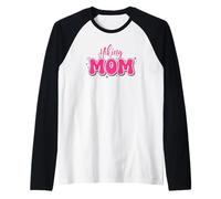 Hiking Mom in Fun Bubble Letters Raglan Baseball Tee
