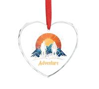 Hiking Outdoor Camping Adventure Cute Christmas Pendants Heart Glass Xmas Tree Hanging Ornaments for Home Holiday Decoration