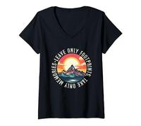 Hiking Outdoors Hike Mountains - Leave only footprints V-Neck T-Shirt