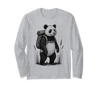 Hiking Panda Backpacking Cottagecore Wildlife Nature Long Sleeve T-Shirt