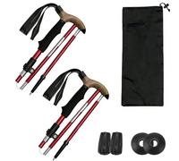 Hiking Poles Collapsible Trekking Poles, Aluminum Alloy Hiking with Telescopic and Foldable Tri-fold Design Hiking Gear(Red)