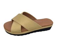 hiking sandals women Low Wedge Sandals for Women Open Toe Walking Shoes Lightweight Arch Support Summer Comfortable Casual Slip on Slippers Fashion Slingback Non Slip Cushion Yellow 8