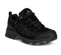 Trespass Men's Walking Shoes Scarp B - Waterproof Breathable Membrane, Gusseted Tongue, Durable Toe Guard, Cushioned Stabilising Midsole, Contoured Footbed Leather Black