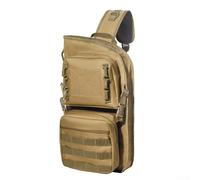 Hiking Single Shoulder Backpack Outdoor Training Pack Hook Fastener Top Modular Field Daypack Nylon Crossbody Bag(Khaki)