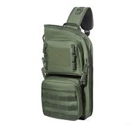 Hiking Single Shoulder Backpack Outdoor Training Pack Hook Fastener Top Modular Field Daypack Nylon Crossbody Bag(green)