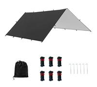 Hiking Tarp - Multifunctional Oxford Fabric Rain Shelter Portable Hammock Canopy Ground Mat Compact Survival Tarp with Storage Bag Strong Waterproof Construction | Pr