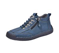 Hiking Trainers Mens Lace Up Mens Leather Trainers Plain Color Flats Shoes | with Zip Up & Adjustable Straps Slip On Sneaker Fashion Comfortable High Top Casual Sports Shoes for Athletic
