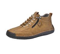 Hiking Trainers Mens Lace Up Mens Leather Trainers Plain Color Flats Shoes | with Zip Up & Adjustable Straps Slip On Sneaker Fashion Comfortable High Top Casual Sports Shoes for Athletic