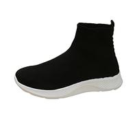 Hiking Trainers Women,Lightweight High Top Trainers,Unisex Memory Foam Tennis Shoes,Breathable Mesh Fashion Trainers,Non Slip Extra Wide Fit Athletic Sneakers,Comfortable Round Toe Sneakers Black