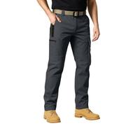 Hiking Trousers for Men Multifunction Water Resistant Work Trousers with Multi Zip Pockets Men Lightweight Quick Dry Outdoor Trouser Stretch Adjustable Waist Band Pants Mens Work Cargo Trousers Grey
