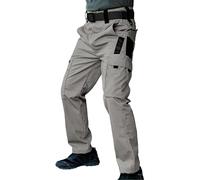 Hiking Trousers for Men Multifunction Water Resistant Work Trousers with Multi Zip Pockets Men Lightweight Quick Dry Outdoor Trouser Stretch Adjustable Waist Band Pants Mens Work Cargo Trousers Khaki