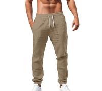 Hiking Trousers Mens UK Trekking Fashionable Loose Revolution Race Trousers Men Casual with Straight Leg Men's Long Pants Solid Color Breathable Bunch of Foot Linen Loose Casual Pants Yellow