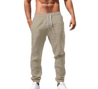 Hiking Trousers Mens UK Trekking Fashionable Loose Revolution Race Trousers Men Casual with Straight Leg Men's Long Pants Solid Color Breathable Bunch of Foot Linen Loose Casual Pants Khaki