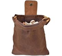 Hiking Waist Pack Foraging Pouch Foldable Canvas with Drawstring Leather Mushroom Belt for Camping and Hunting