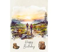 Hiking Walking Birthday Card (Design 1)