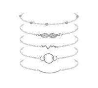 Hiking Watch Women Layered Combination Circle Bracelet Round Assorted Piece Five Wing Bracelet Bracelet Beaded Angel Bracelets Womens Wrist Watch (Silver, One Size)