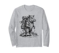 Hiking WildBoar Backpacking Animals Funny Cottagecore Long Sleeve T-Shirt