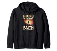 Hiking With Jesus Faith On Every Step Zip Hoodie