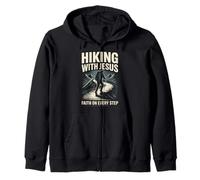 Hiking With Jesus Faith On Every Step Zip Hoodie
