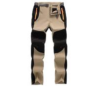 Hiking Work Trousers for Men Softshell Water Resistant Trousers with Multi Zip Pockets Men Lightweight Quick Dry Outdoor Trouser Stretch Adjustable Waist Band Pants Work Cargo Trousers Mens