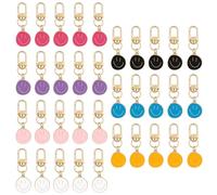 Hikio 35 Pcs 7 Colors Smile Face Keychain Enamel Expression Key Chain Flat Round Pendant Charms for Purse Handbag Charm Accessories Perfect for Birthday and Festival Gift
