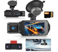Hikity 4 Channel Dash Cam with 360° View, 3“ 2K Front/Rear/Left/Right Camera, WiFi App Control, IR Night Vision, G-Sensor, Loop Recording, 24H Parking Mode, Free 64GB Card
