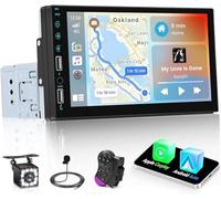 Hikity Wireless Carplay Android Auto Single Din Car Stereo 7 Inch Car Play Touchscreen Radio GPS Navigation Bluetooth FM Backup Camera