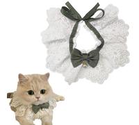 Hikiwin Elegant Lace Cat Collar with Cute Bow,Kitty Necklace with Bow Tie and Pearl,Pet Lace Bib Collar with Cute Bow,Cat Princess Costumes,Green,1 Piece