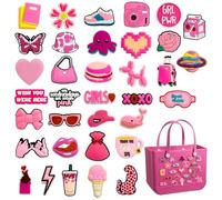 Hikkcos 35PCS Charms for Bogg Bag Accessories, Simple Modern Beach Bag Charms, Simply Southern Insert Decorative for Handbag Beach Tote Bag, Gift for Women & Girls & Ocean Party