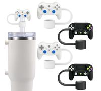 Hikkcos 4PCS Silicone Straw Covers for Stanley Cup 40&30 Oz, Reusable Game, Balls, Flower Straw Caps for Stanley Tumblers Accessories