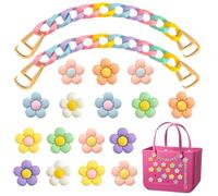Hikkcos Flower Charms for Bogg Bag Accessories, Summer Cute Daisy Decoration Bag Charms for Bogg Bag Rubber Tote Beach Bags